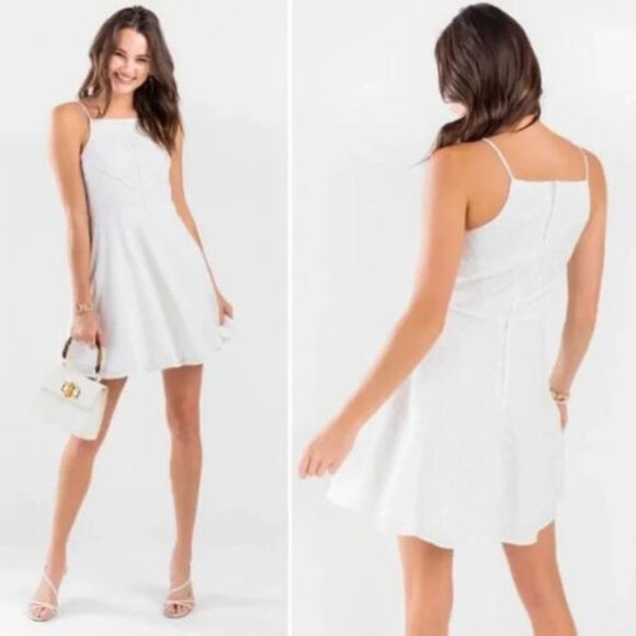 Francesca's Trixxi Emilee White Eyelet Lace Mini Dress Small NWT Vacation Hoco - Picture 1 of 11